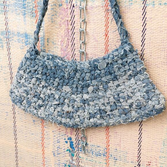 Upcycled Crochet Baguette Bag |crochet Shoulder Bag - Picture 5 of 7